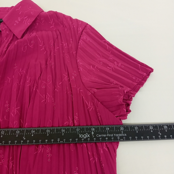 1X East 5th button down blouse top fuschia pink - Picture 8 of 9